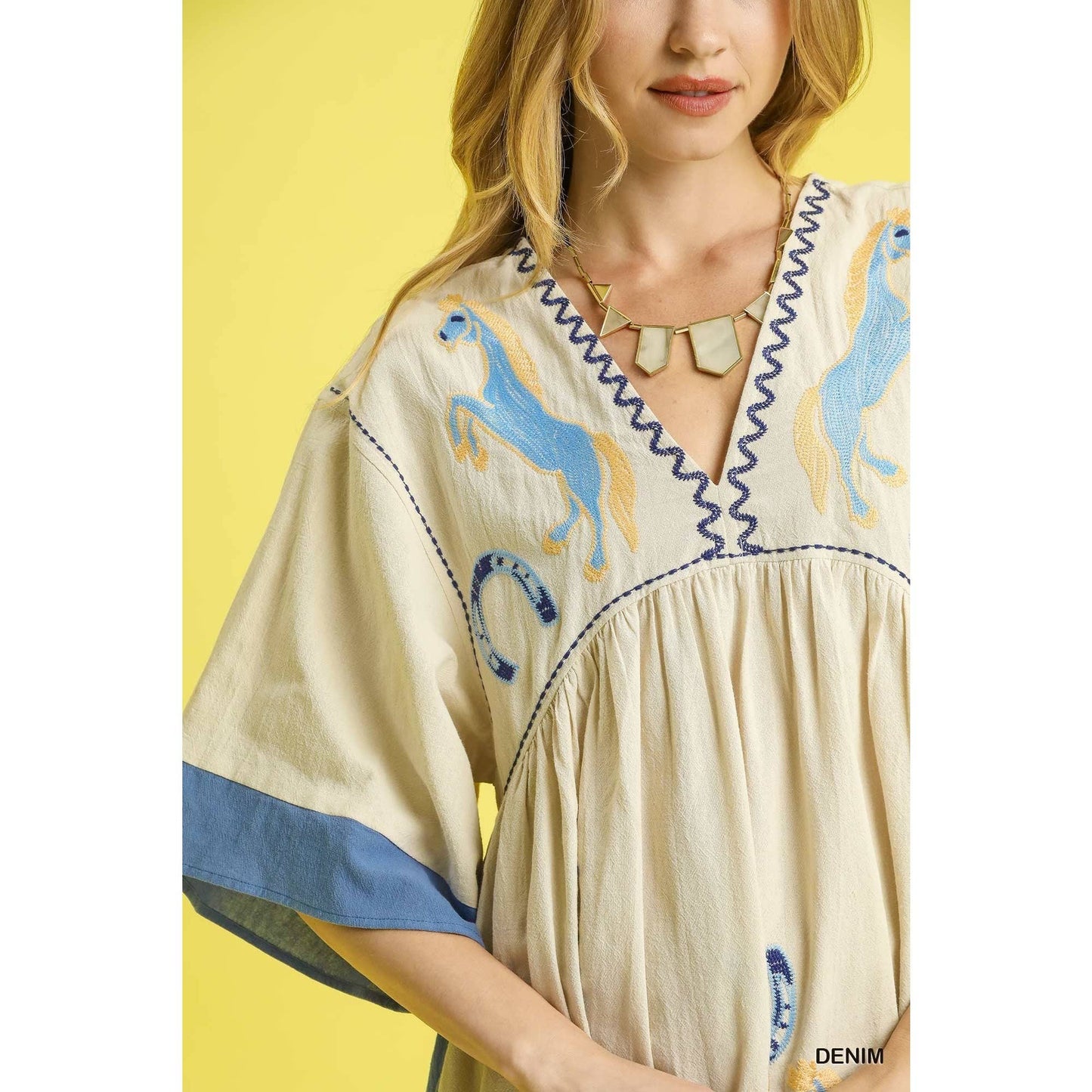 Western Horse Embroidered Dress - BAY WINDOW