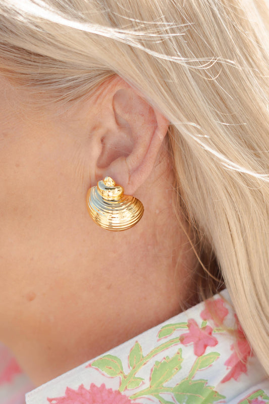 Soleil Conch Shell Earring - 18k Gold Plated - BAY WINDOW