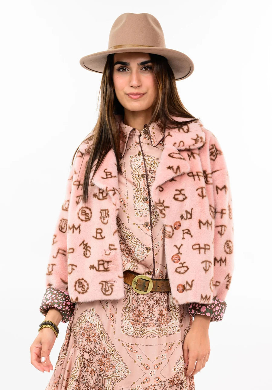 Branded Fur Jacket - Blush
