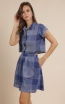 Voyage Cotton Check Shirt Mini Dress - Blue Multi - BAY WINDOW