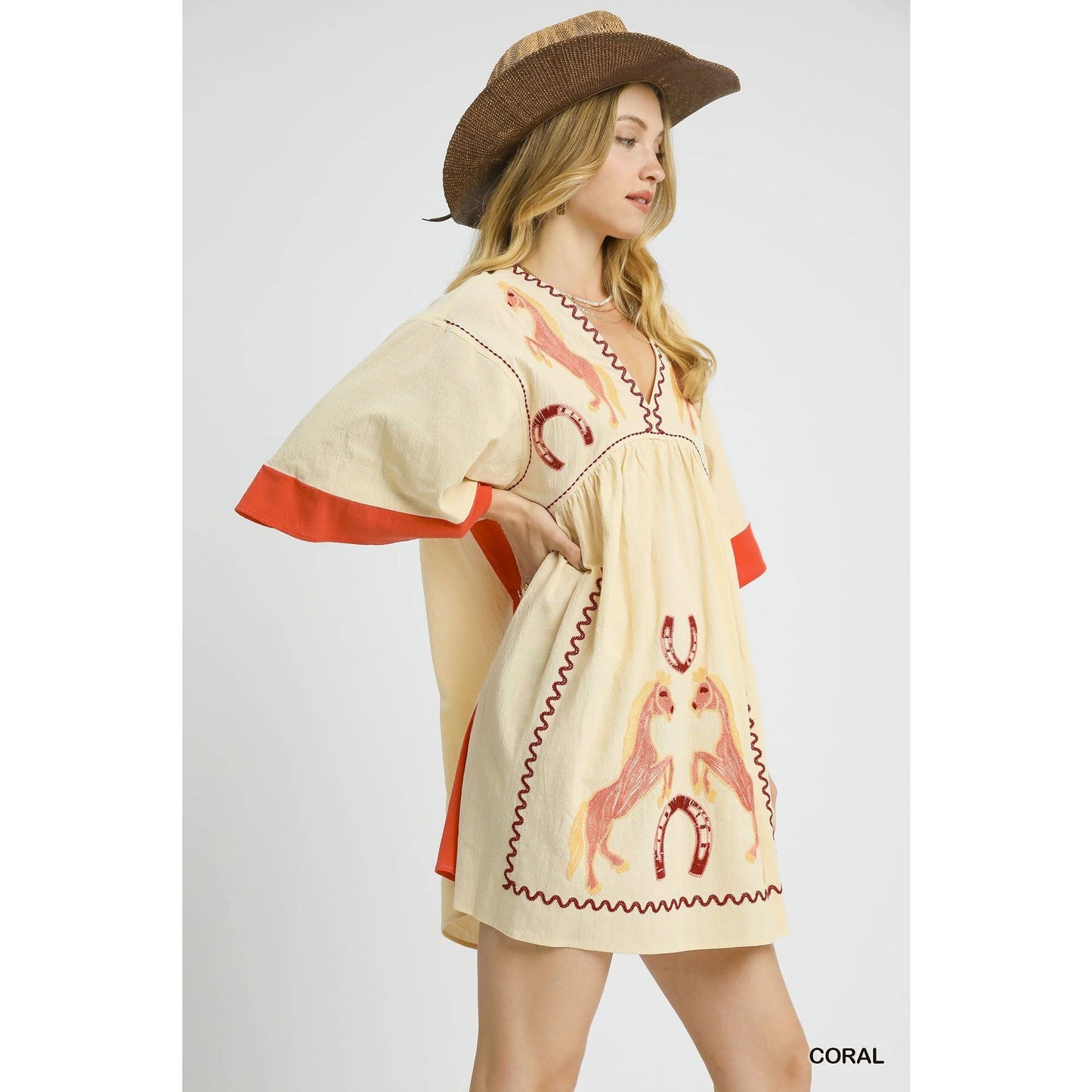 Western Horse Embroidered Dress - BAY WINDOW