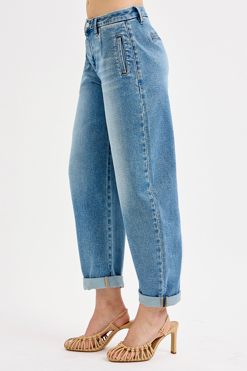 Slouchy Barrel Roll Up Jeans
