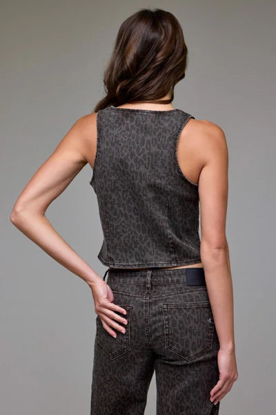 Square Neck Cheetah Vest - Brown - BAY WINDOW