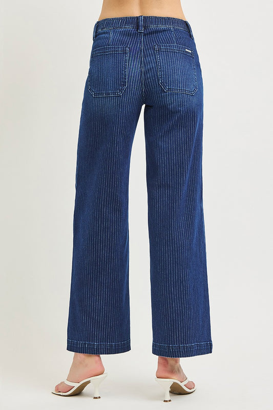 Elastic Band Slouchy Wide Jeans w/ Cord