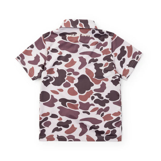 Youth Golf Polo - Boone Vintage Camo - BAY WINDOW
