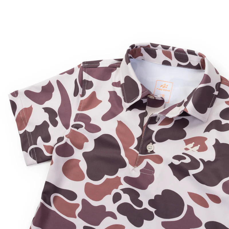 Youth Golf Polo - Boone Vintage Camo - BAY WINDOW
