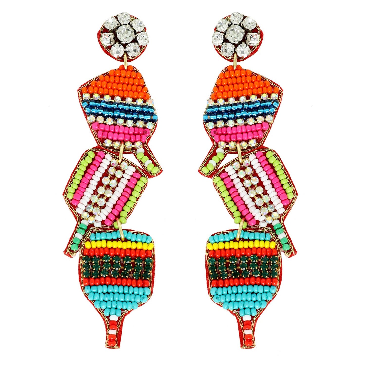 Pickle Ball Paddle Beaded Post Earrings - BAY WINDOW