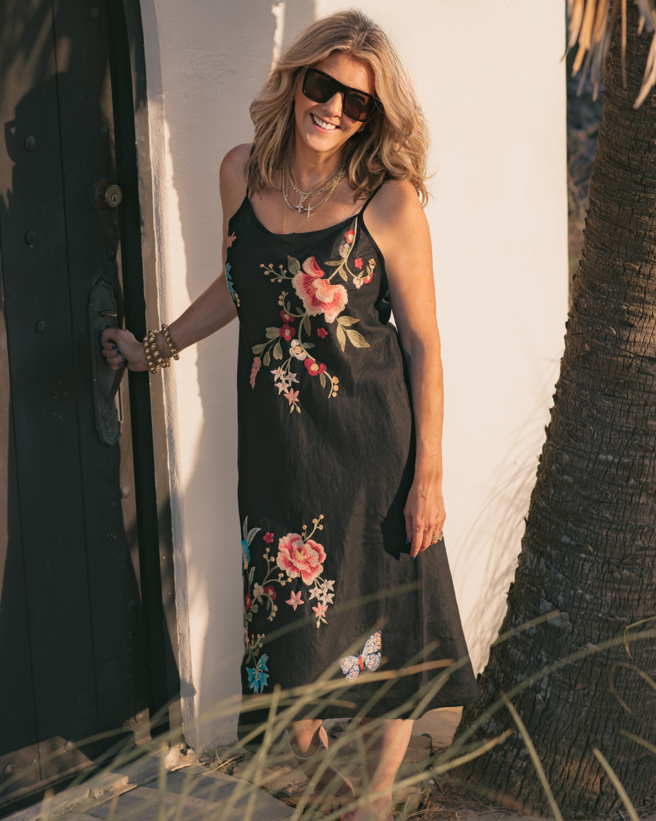 Nicolette Linen Modern Slip Dress - Black