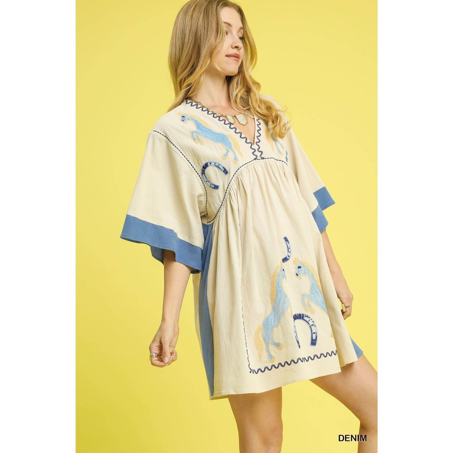 Western Horse Embroidered Dress - BAY WINDOW