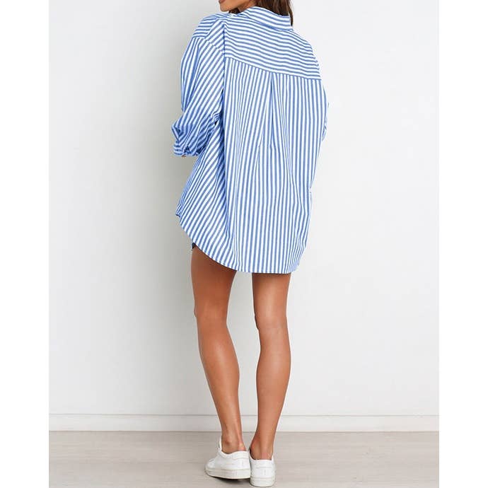 Striped Oversized Shirt and Drawstring Shorts Set