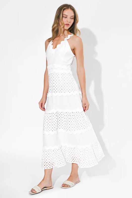 Emma Mixed Media Maxi Dress - White