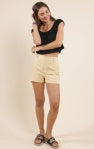 Au Soleil Patch Pocket Back Elastic Shorts - Natural - BAY WINDOW