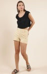 Au Soleil Patch Pocket Back Elastic Shorts - Natural - BAY WINDOW
