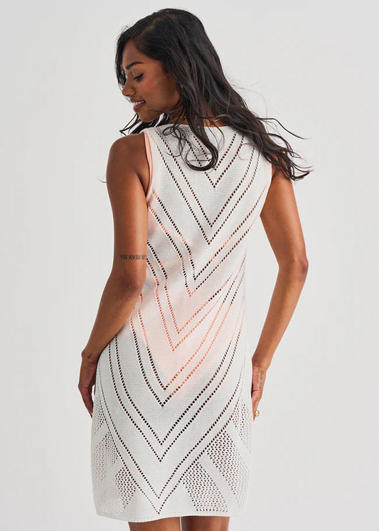 Cover Up Dress Sleeveless Crochet - True White - BAY WINDOW