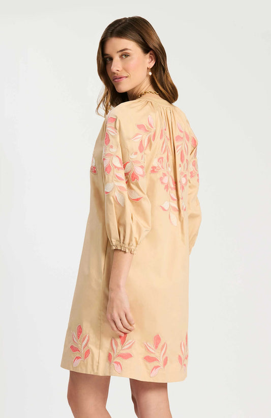 Sara Dress - Hazel/Peachy Floral Applique