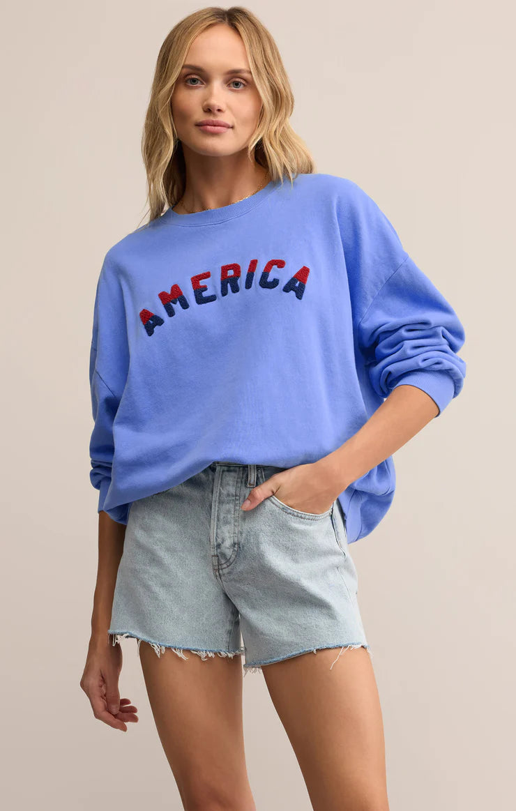 America Sunday Sweatshirt - Surf Blue - BAY WINDOW