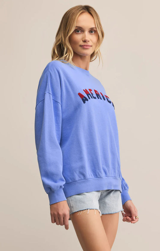 America Sunday Sweatshirt - Surf Blue - BAY WINDOW