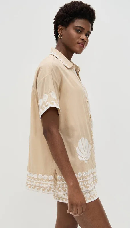 Parker Button Down - Latte Capri Shells - BAY WINDOW