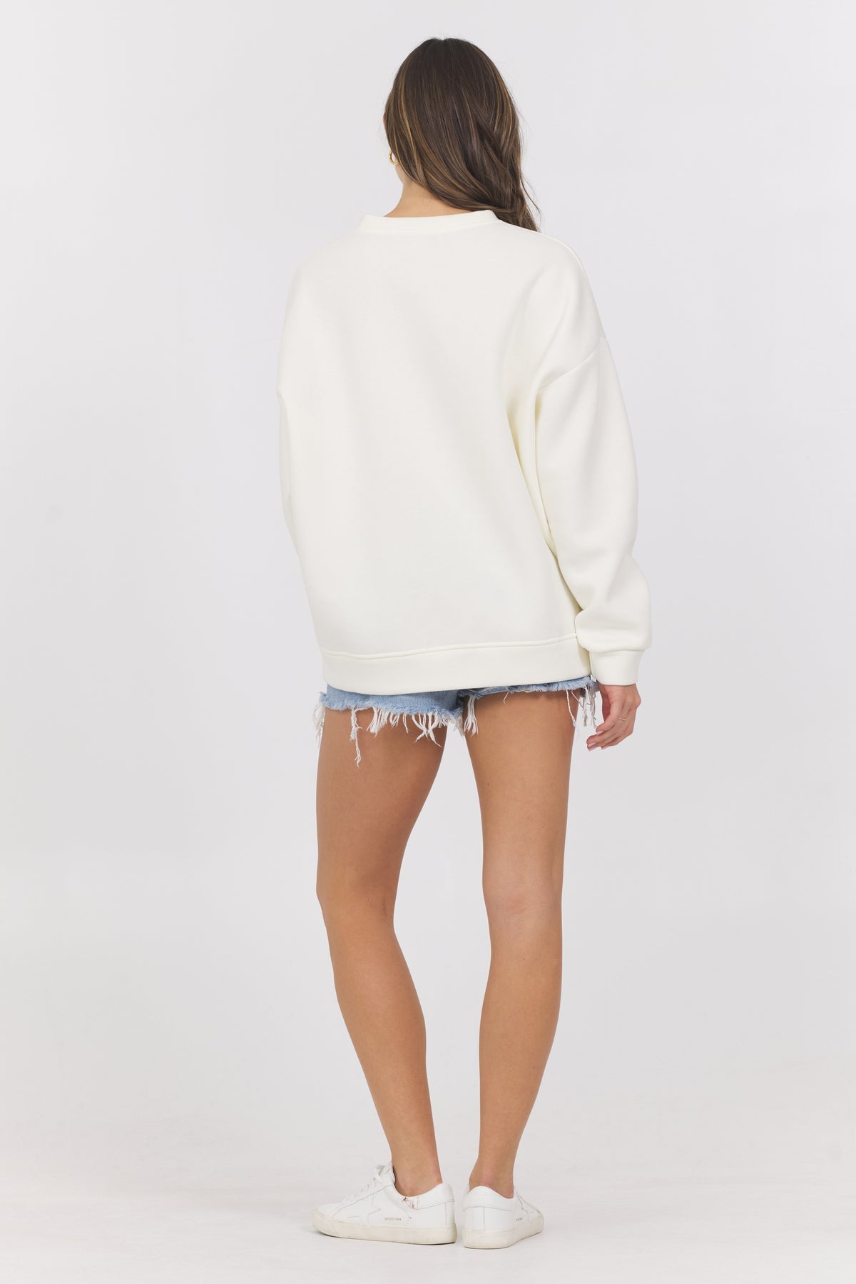 "Good Vibes" Fleece Crew Neck - Ivory - BAY WINDOW