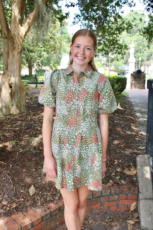 Rory Dress - Open Meadows Green - BAY WINDOW