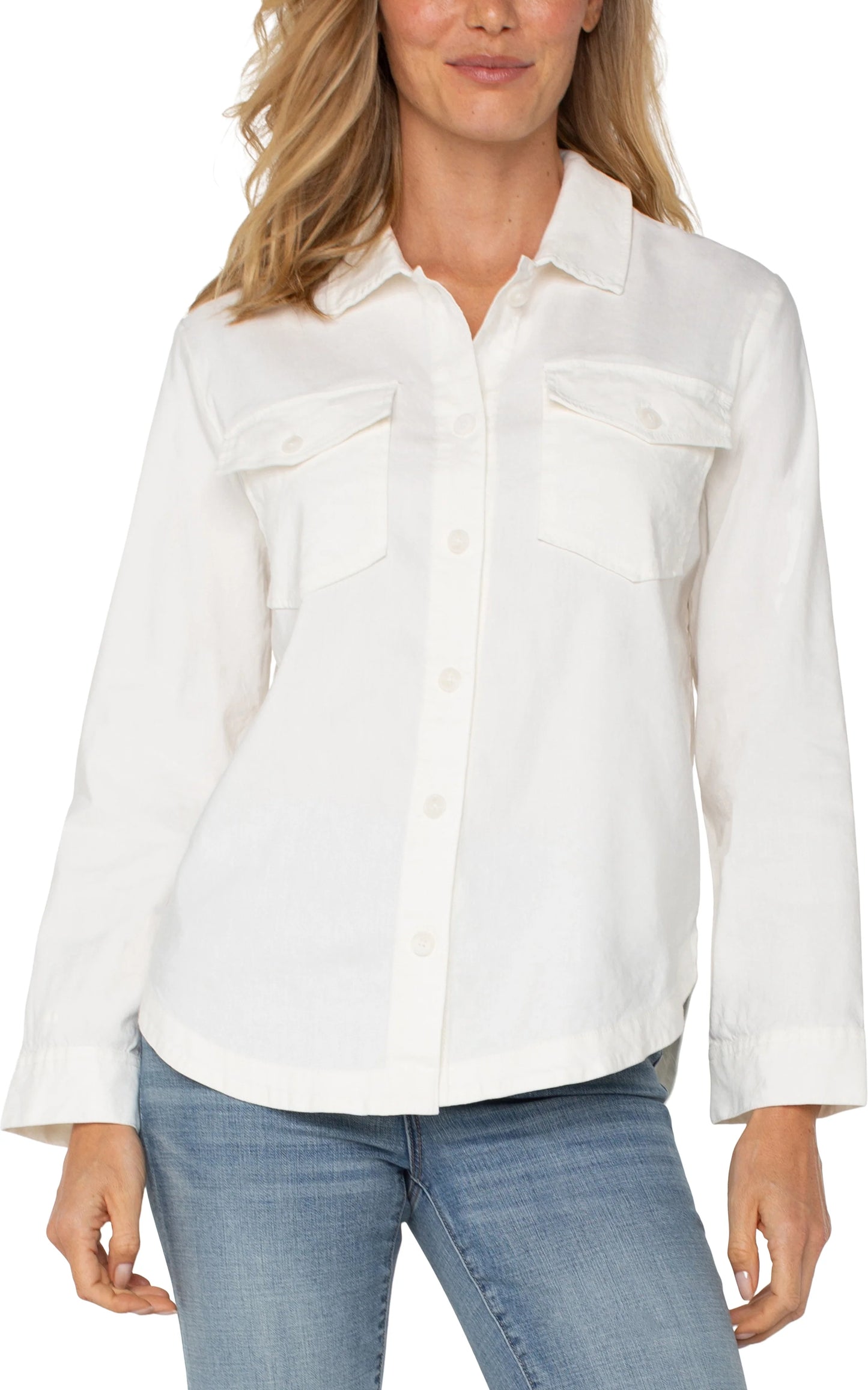 Oversized Shacket - White - BAY WINDOW