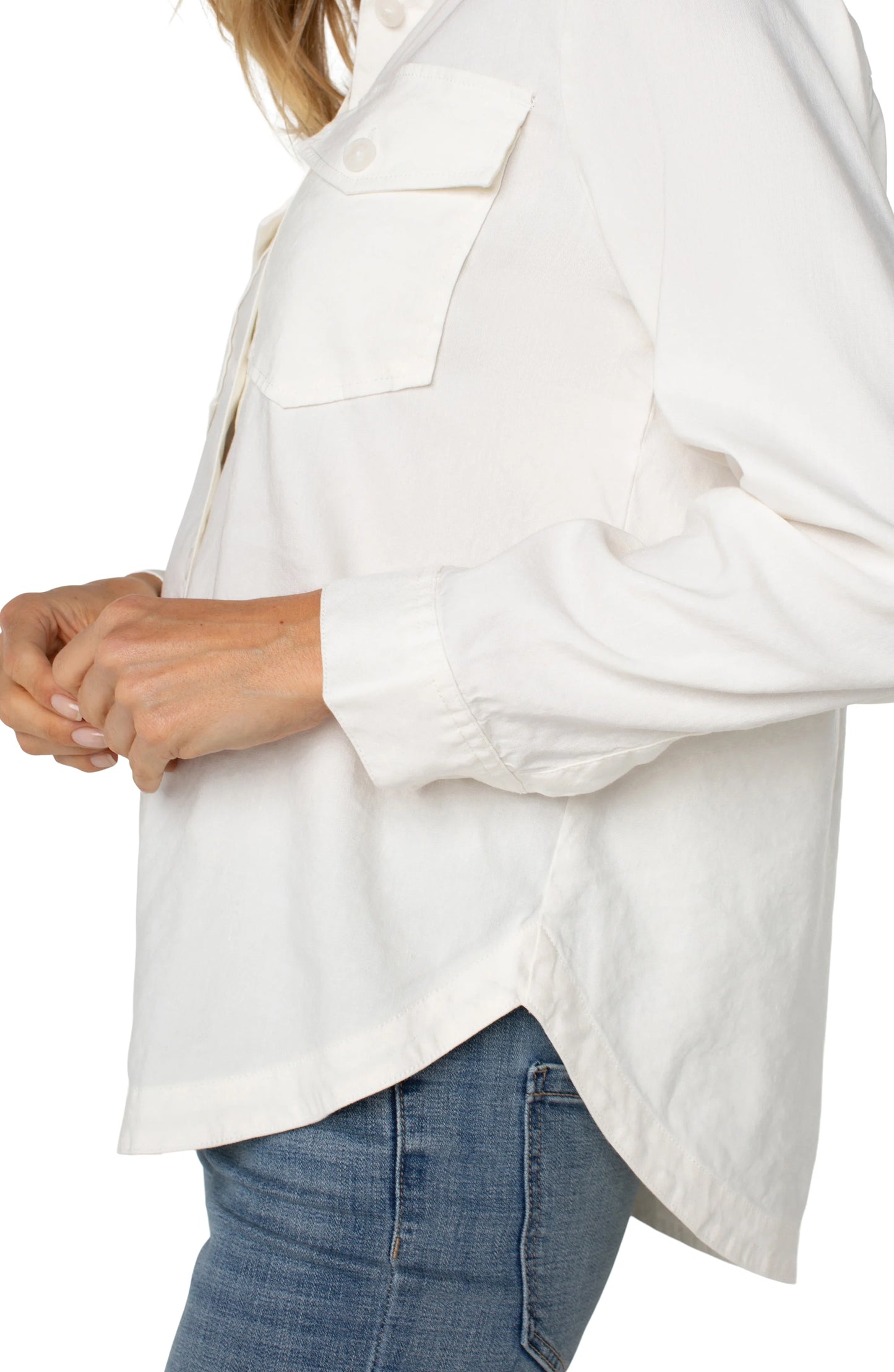Oversized Shacket - White - BAY WINDOW