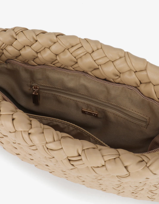 Nieves Woven Clutch - Light Tan - BAY WINDOW