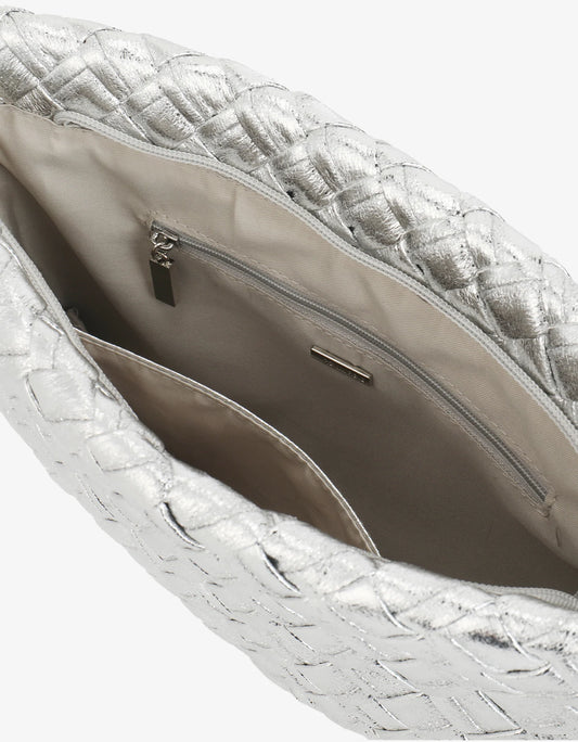 Nieves Woven Clutch - Silver - BAY WINDOW