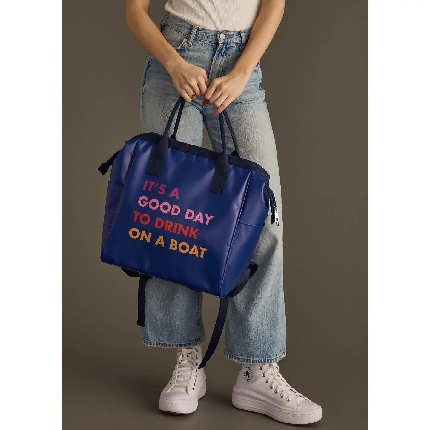 Navy Drink on a Boat Cooler Backpack - BAY WINDOW