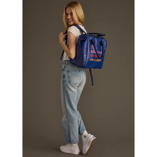 Navy Drink on a Boat Cooler Backpack - BAY WINDOW