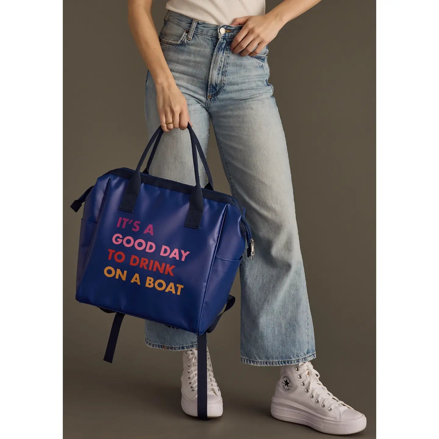 Navy Drink on a Boat Cooler Backpack - BAY WINDOW