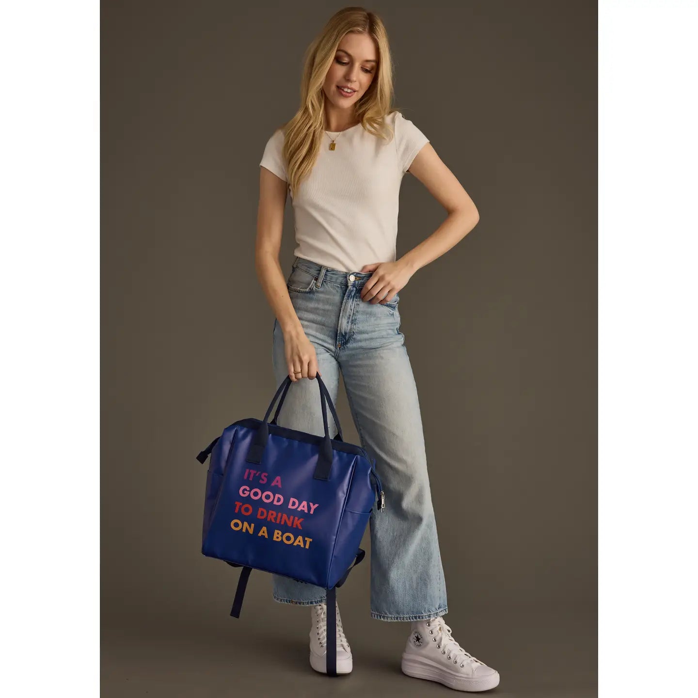 Navy Drink on a Boat Cooler Backpack - BAY WINDOW