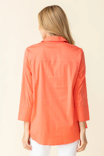 Perfect Travel Hidden Placket Shirt - Papaya - BAY WINDOW