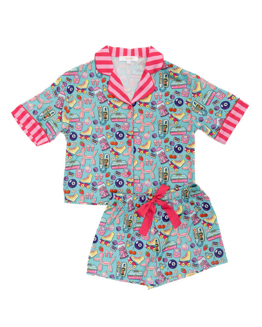 Silky 90's Girl Short Sleeve Short Set