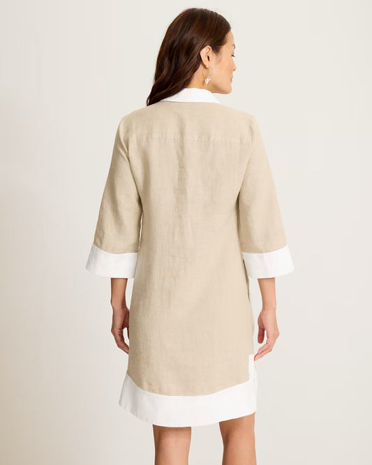 Two Palms Colorblock Sleeve Shift Dress - Natural