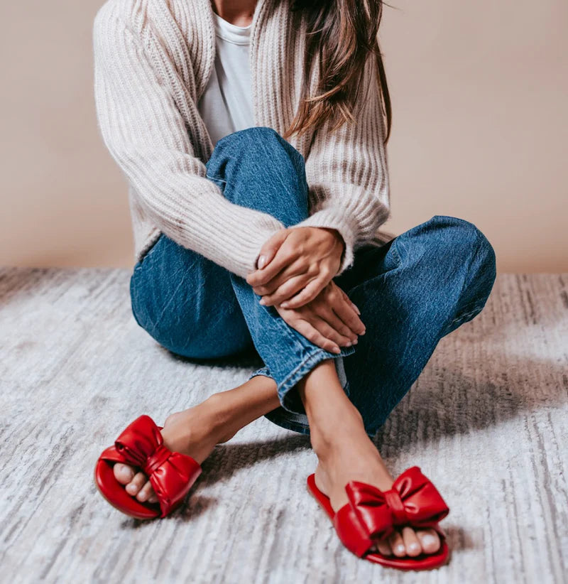Rafie Bow Slide Sandal - Poppy