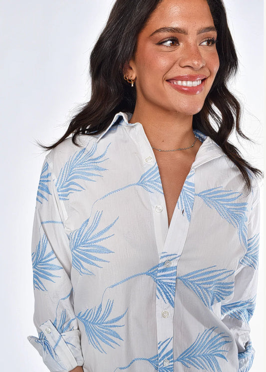 Blue Leaf Midi Dress