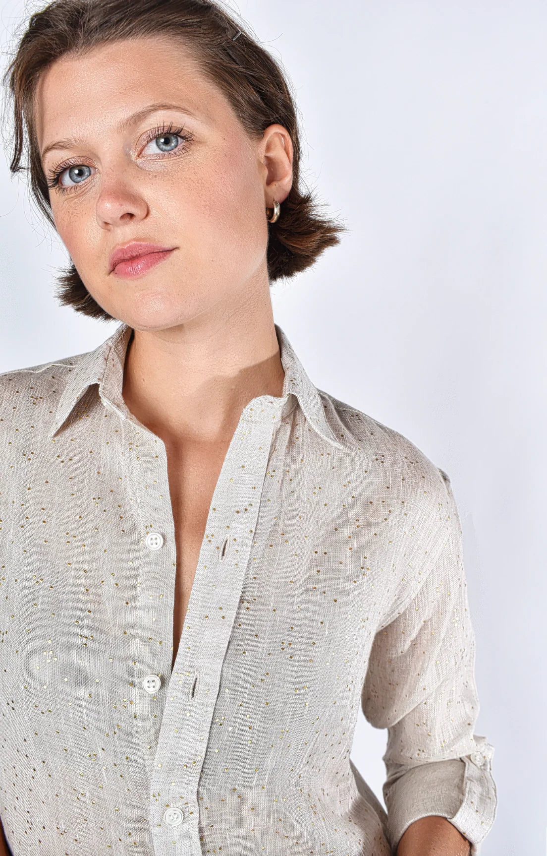 Gold Dot Midi Dress - Oatmeal