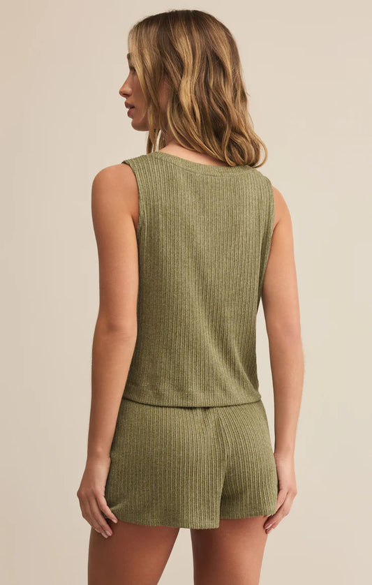 Sloane V-Neck Rib Tank - Fern - BAY WINDOW