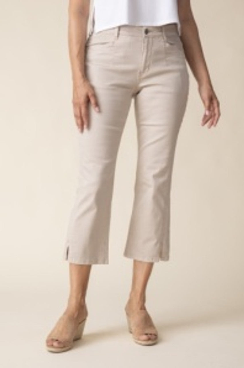 Stretch Denim Crop Flare - Oatmeal - BAY WINDOW