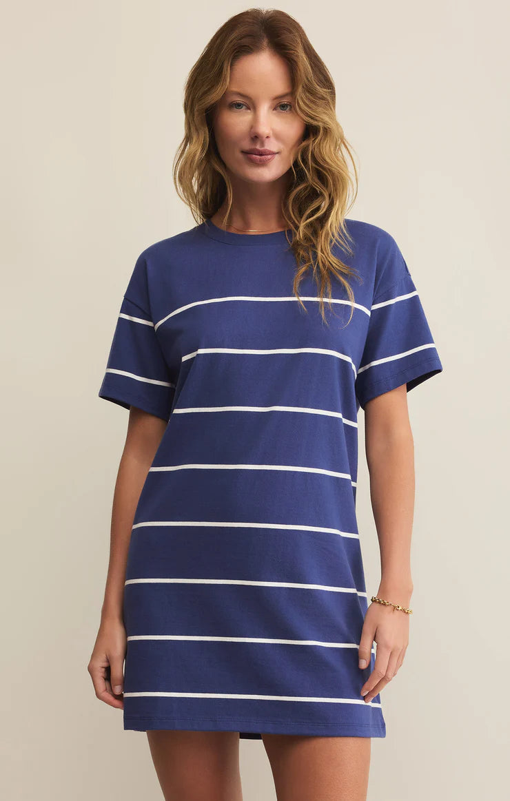 Sway Stripe Mini Dress - Yacht Blue - BAY WINDOW