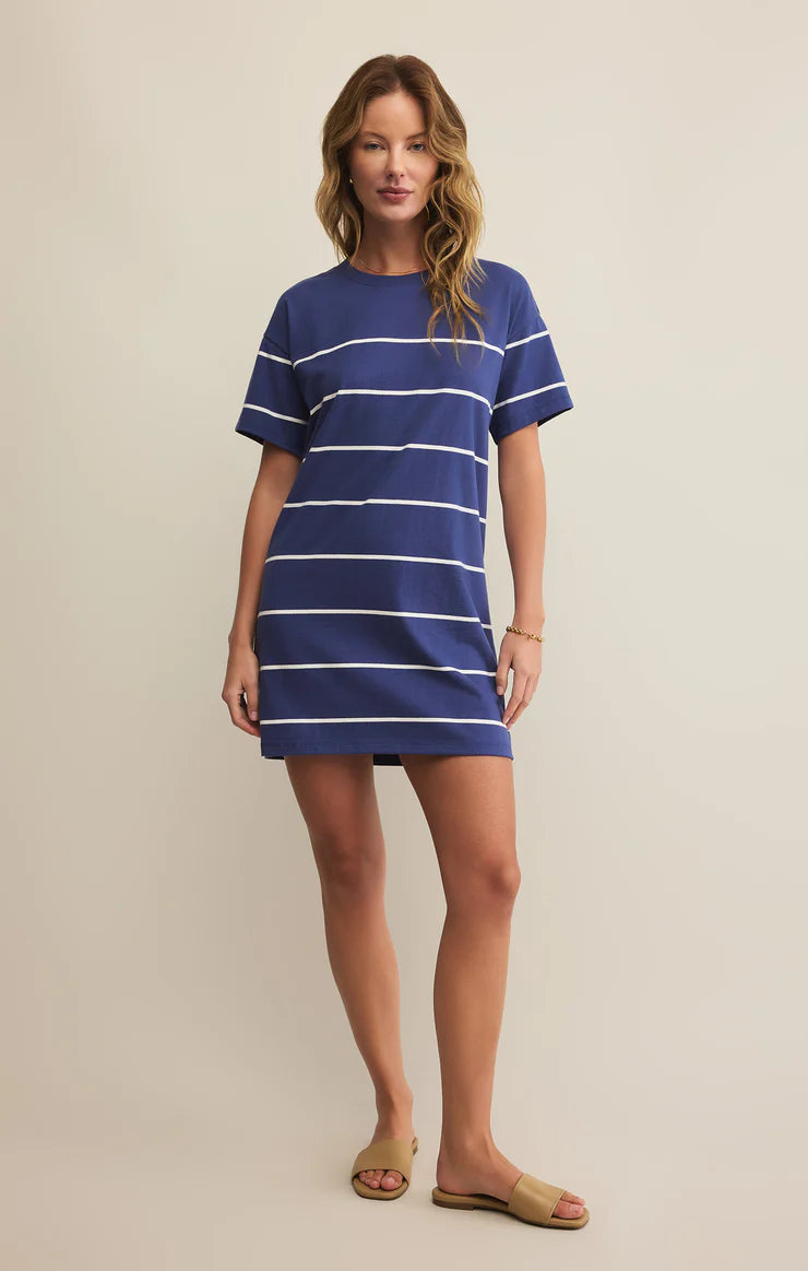 Sway Stripe Mini Dress - Yacht Blue - BAY WINDOW