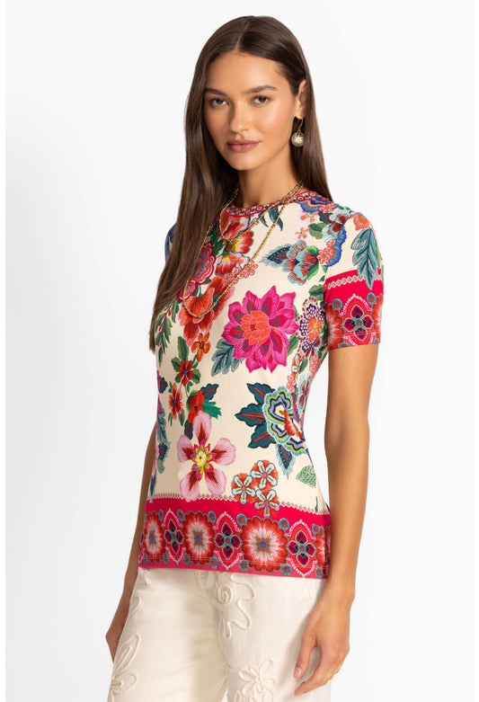 The Janie Favorite Short Sleeve Crew Neck Tee - Kallie Scarf - BAY WINDOW