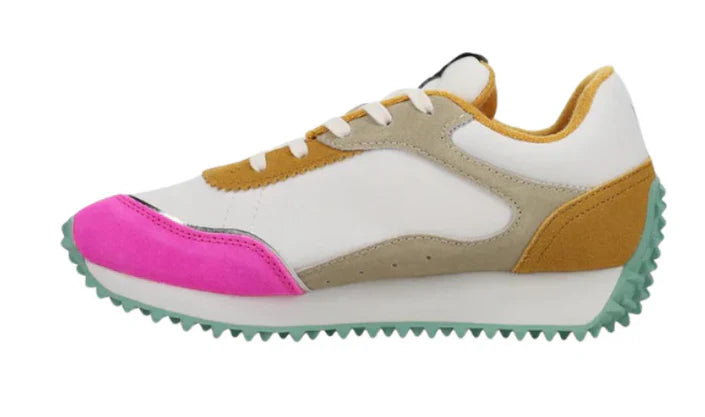 Cosmic 9 Sneaker - Mustard/Neon Pink - BAY WINDOW