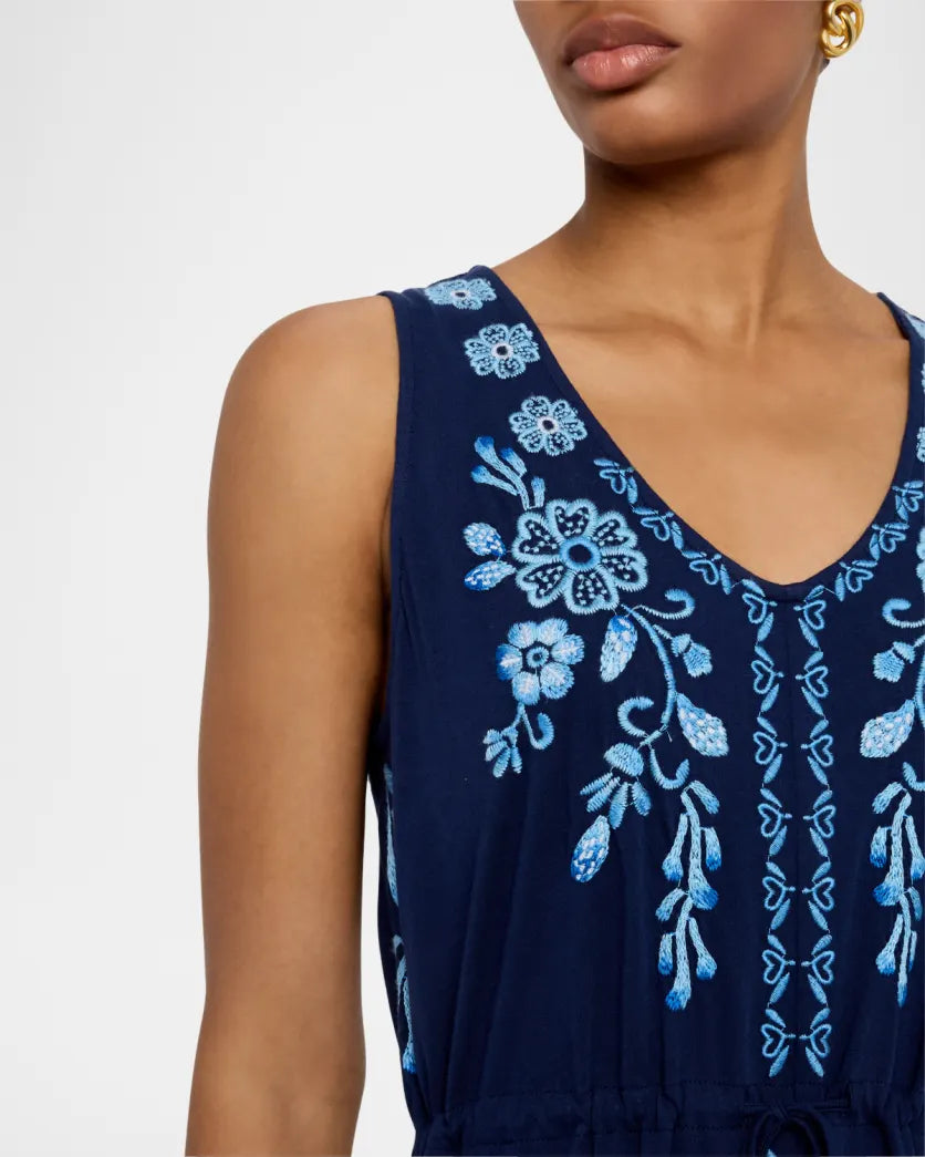 Yadira V-Neck Drawstring Knit Dress - Blue Night - BAY WINDOW