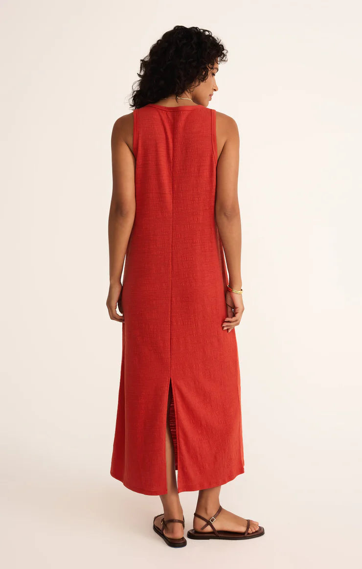Mystic Textured Midi Dress - Cabana Red