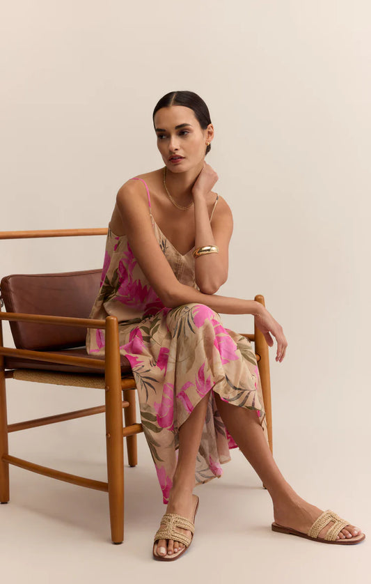 Benson Ula Tropical Midi Dress - Desert Tan - BAY WINDOW