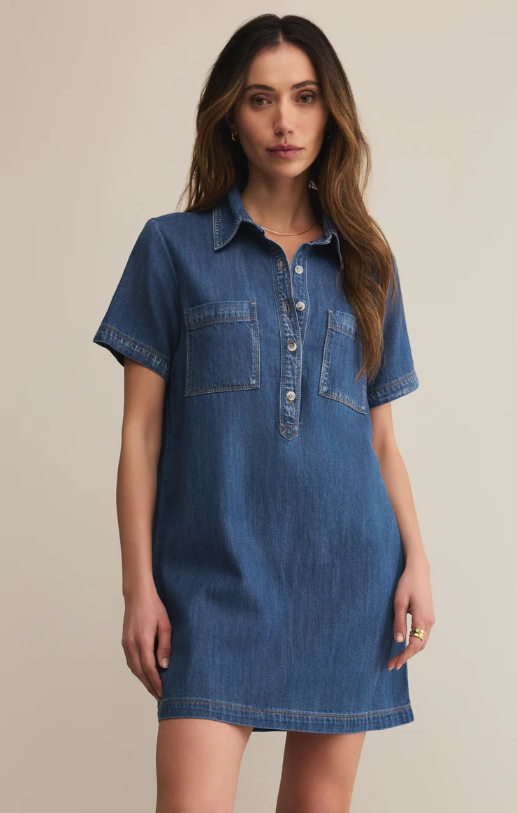 Authentic Denim Mini Dress - Medium Indigo - BAY WINDOW