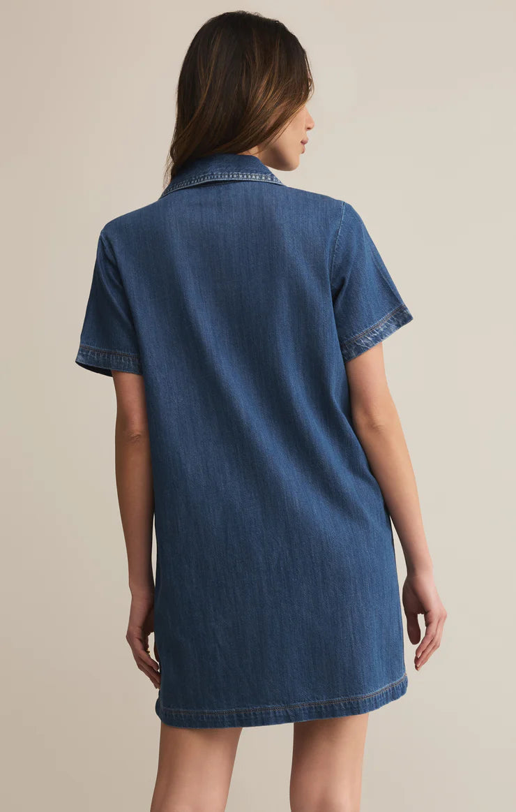 Authentic Denim Mini Dress - Medium Indigo - BAY WINDOW