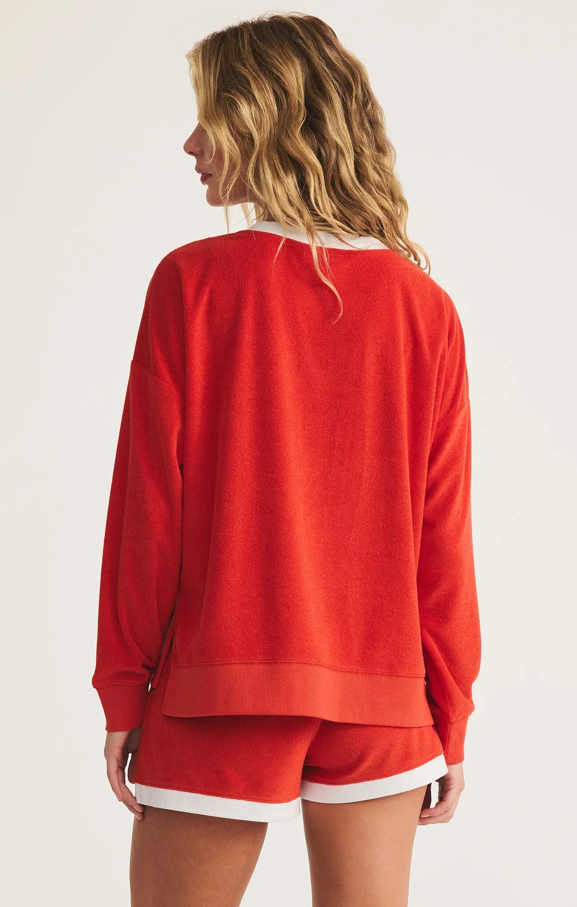 Marx V-Neck Terry Sweatshirt - Cabana Red